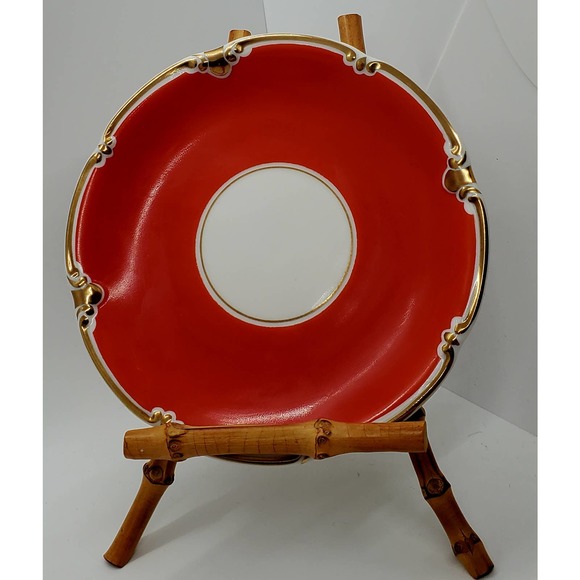 German Vintage Mitterteich Bavaria Red Gilt Gold Saucer Dessert and Plate - - Picture 6 of 7